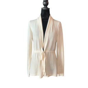 *NEW* Women's J.McLaughlin Cashmere Cardigan Size L Off White Tie Front $248